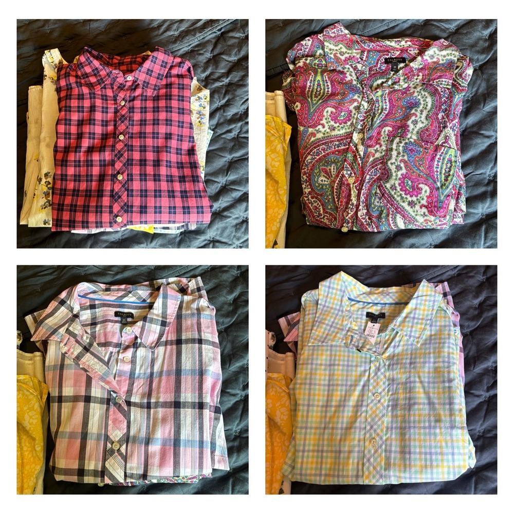 Lot of 8 Talbots 2X Button Up shirts Long Sleeve Plaid, Floral, Polka Dot, - Picture 6 of 7